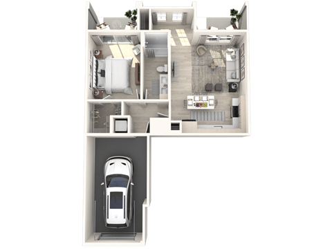 Floor plan for 1 bed, 1 bath, 808 sqft